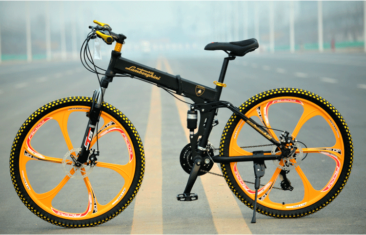 Купить Велосипед Ламборджини черный с желтым, складной двухколесный