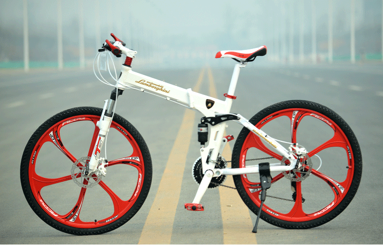 Купить Бело-красный двухколесный велосипед Ламборджини со складной рамой